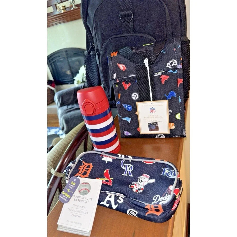 Pottery Barn School LARGE BACKPACK LUNCH WATER Baseball Travel Sport BAG NFL boy